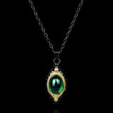 925 Silver Emerald Agate Clavicle Chain Women's Jewelry