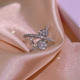 Women's AAAA Zircon Multilayer Water Drop Ring, Bridal Engagement