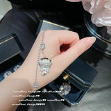 925 Stamp Flower Pendant Necklace Cubic Zirconia Sweater Necklace