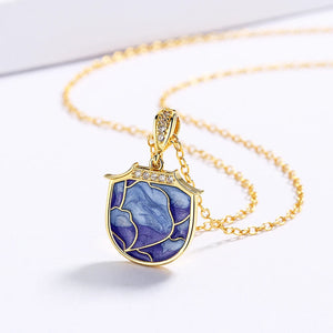 Enamel Pendant Necklace 18k Clavicle Chain for Women