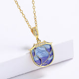 Enamel Pendant Necklace 18k Clavicle Chain for Women