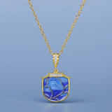 Enamel Pendant Necklace 18k Clavicle Chain for Women