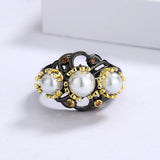 Pearl Zircon Two-tone Wedding Ring