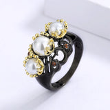 Pearl Zircon Two-tone Wedding Ring