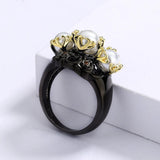 Pearl Zircon Two-tone Wedding Ring