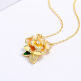 Yellow Flowers Pendant Necklace Women's Party Jewelry