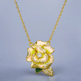 Yellow Flowers Pendant Necklace Enamel Women's Party Jewelry