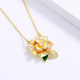 Yellow Flowers Pendant Necklace Women's Party Jewelry
