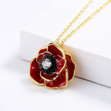 Red Epoxy Flower 925 Silver Necklace
