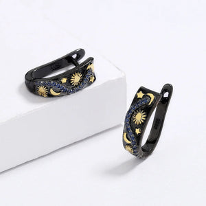 Women's Star Moon Earrings Two-color Jewelry Flower Earrings