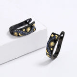 Women's Star Moon Earrings Two-color Jewelry Flower Earrings