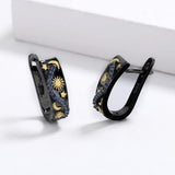 Women's Star Moon Earrings Two-color Jewelry Flower Earrings