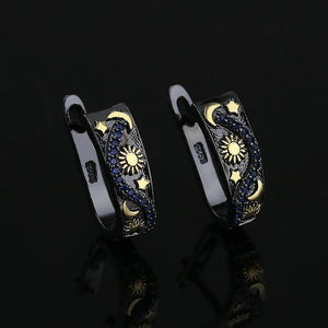 Women's Star Moon Earrings Two-color Jewelry Flower Earrings