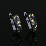 Women's Star Moon Earrings Two-color Jewelry Flower Earrings