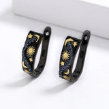 Women's Star Moon Earrings Two-color Jewelry Flower Earrings