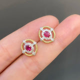 Yellow Oval Red Zircon Earrings 925 Silver Party Jewelry