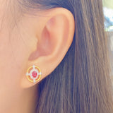 Yellow Oval Red Zircon Earrings 925 Silver Party Jewelry