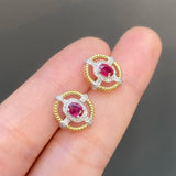 Yellow Oval Red Zircon Earrings 925 Silver Party Jewelry