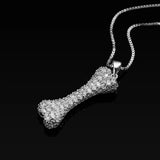 Zircon Bone Pendant Necklace for Women Silver Clavicle Chain Jewelry