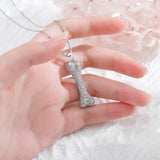 Zircon Bone Pendant Necklace for Women Silver Clavicle Chain Jewelry