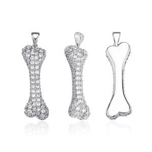 Zircon Bone Pendant Necklace for Women Silver Clavicle Chain Jewelry