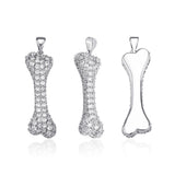 Zircon Bone Pendant Necklace for Women Silver Clavicle Chain Jewelry