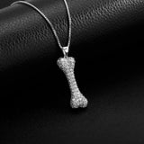 Zircon Bone Pendant Necklace for Women Silver Clavicle Chain Jewelry
