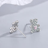 Zircon Cartoon Animal Earrings Little Bear Necklace Jewelry Set