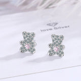 Zircon Cartoon Animal Earrings Little Bear Necklace Jewelry Set