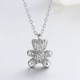 Zircon Cartoon Animal Earrings Little Bear Necklace Jewelry Set