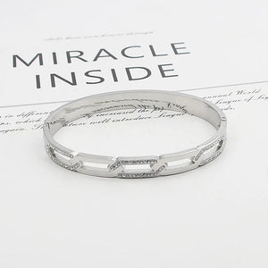 Zircon Chain Shape Bracelet Stainless Steel Woman Bangle Plated Jewelry
