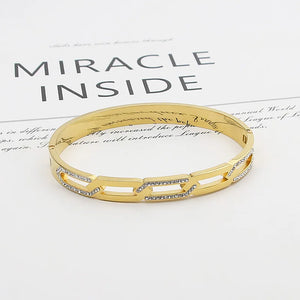 Zircon Chain Shape Bracelet Stainless Steel Woman Bangle Plated Jewelry