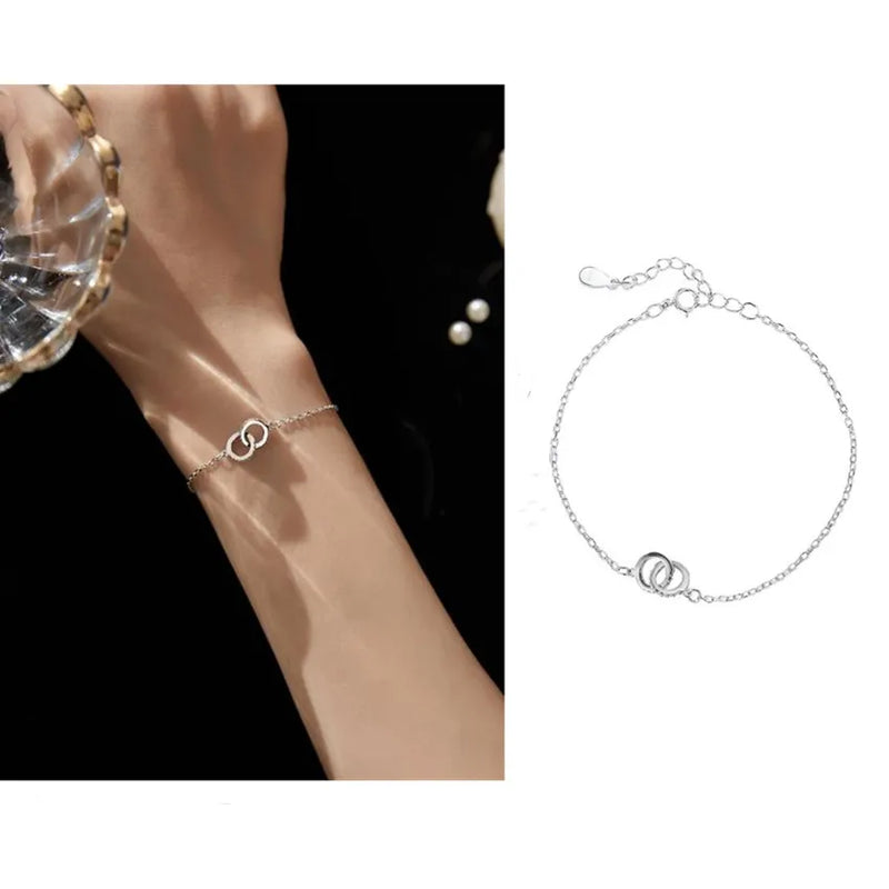 Zircon Circles Interlocking Bracelets S925 Silver Bracelet Women Jewelry