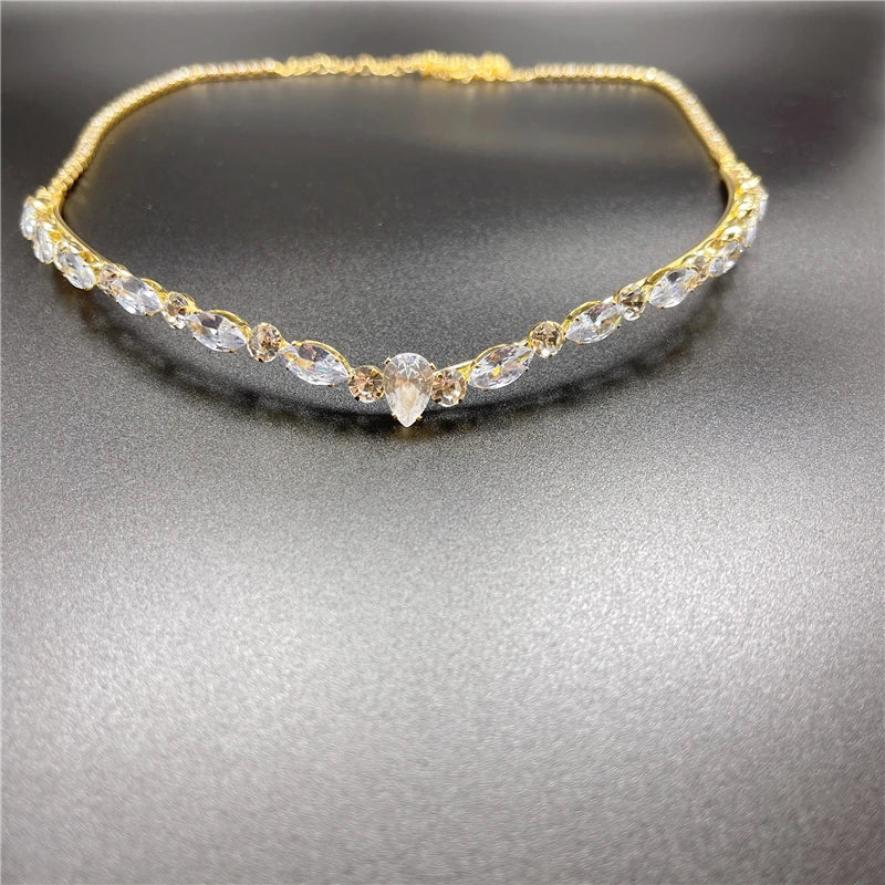 Zircon Crown Crystals Bridal Headpiece Moroccan Bride Wedding Hair Acc