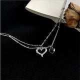 Zircon Heart Double Layer Anklets Silver 925 Female Foot Accessories