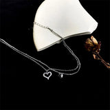 Zircon Heart Double Layer Anklets Silver 925 Female Foot Accessories