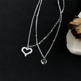 Zircon Heart Double Layer Anklets Silver 925 Female Foot Accessories