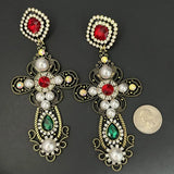 Retro Pearl Earrings Rhinestone Heavy Industry High-end Accessories