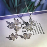 Bow Earrings Ring Necklace Set with AAAA Zircon