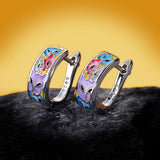 Enamel Cat Earrings Colorful Cat 925 Silver Earrings