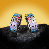 Enamel Cat Earrings Colorful Cat 925 Silver Earrings