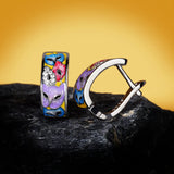 Enamel Cat Earrings Colorful Cat 925 Silver Earrings