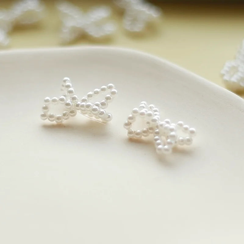 Pearl Bowknot Earrings DIY Jewelry Pendant Hairpin Accessories