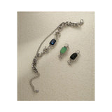 Men's Leather Bracelet with Switchable Gemstone