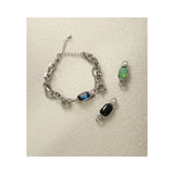 Men's Leather Bracelet with Switchable Gemstone