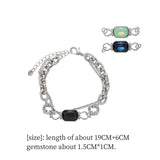 Men's Leather Bracelet with Switchable Gemstone