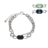 Men's Leather Bracelet with Switchable Gemstone