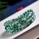 Aquatic Grass Jade Chalcedony Round Bead Bracelet