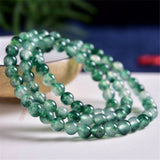 Aquatic Grass Jade Chalcedony Round Bead Bracelet