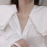 Zirconium Sweet Bow Pendant Necklace 14K Plated Sexy Women Party Jewelry